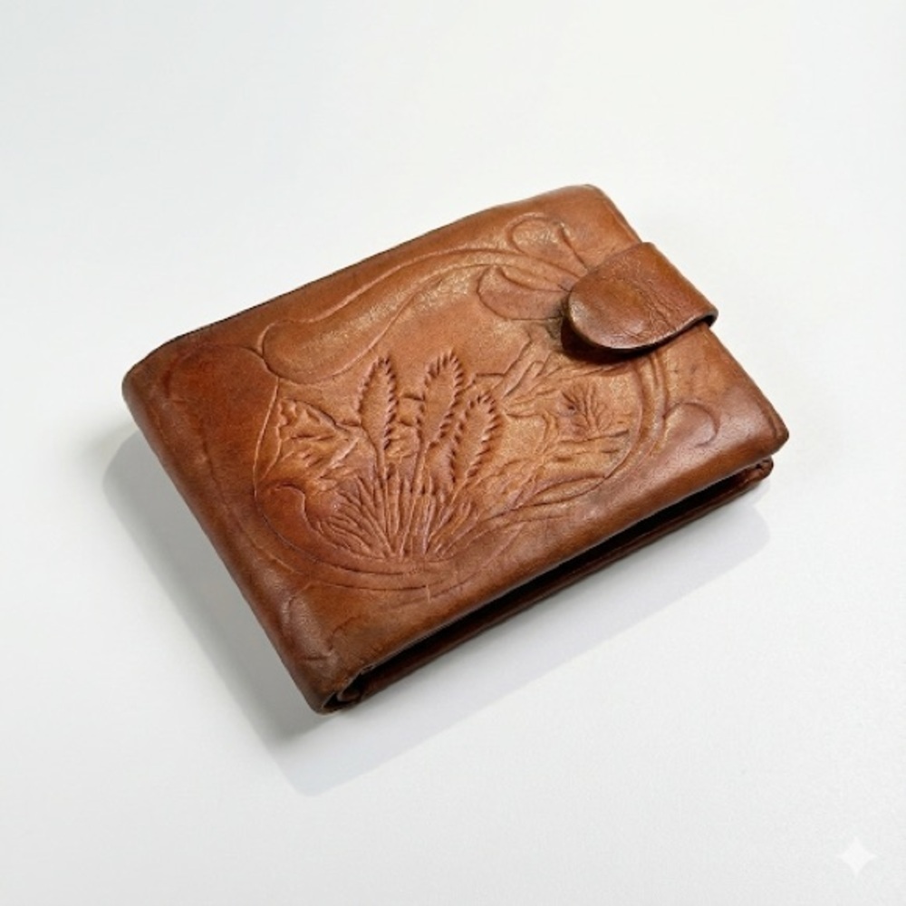 Justin Boots Tan Embossed Leather Card Holder
